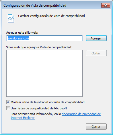 Explorer - Vista de Compatibilidad